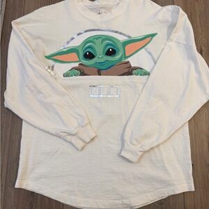 Disney Cream Long Sleeve Shirt with Green Character